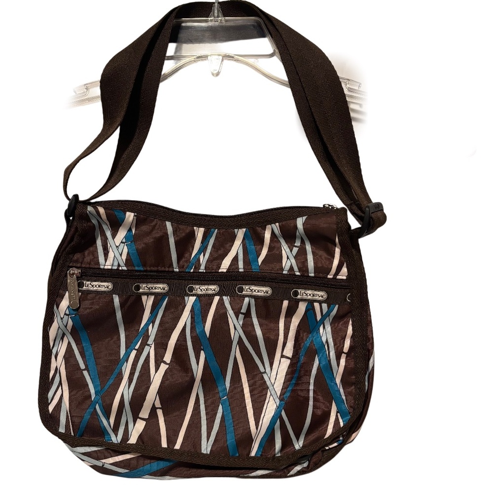 Women’s LeSportsac Bamboo Print Crossbody Bag in Brown Blue Cream